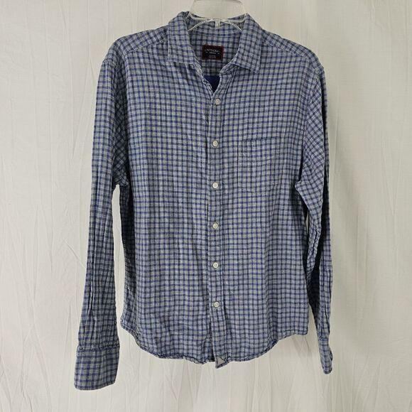 Untuckit Pugliese Double Layer Cotton Button Up Shirt - Men's Size Medium Blue - Picture 1 of 7